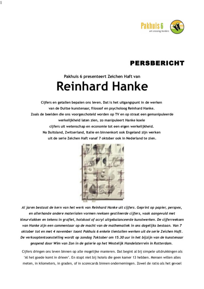 Pressemeldung Reinhard_Hanke_kunstenaar_filosof_psycholog Pakhuis_6 Rotterdam