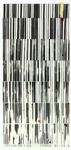 zeitgenössische Kunst Tuschezeichnung Barcode kryptisch variiert normiert schwarz-weiß unorthodox virtuos standardisiert Auflösung Veränderung Code Bildzeichen Transformation Zeichensystem Umformung Variation Abstraktion Abstraktionsgrad Konvention Informationsaustausch Botschaft Informationsgesellschaft Konzeptkunst