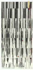 moderne Kunst Barcode kryptisch variiert systematisiert systematisch parallel normiert Blutstropfen schwarz-weiß standardisiert Auflösung Veränderung Zeichen Signal Maschinenschrift Transformation Zeichensystem Stereotyp Umformung Modell Abstraktion Konvention Informationsgesellschaft Konzeptkunst