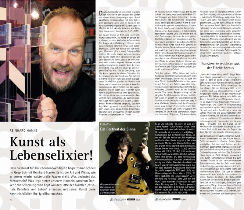 Rezension Kunstausstellung Zeichenhaft Zeitungsartikel Printmedium Zeitung Westfalen Siegen Zahlen Symbol Interpretation Wirklichkeit