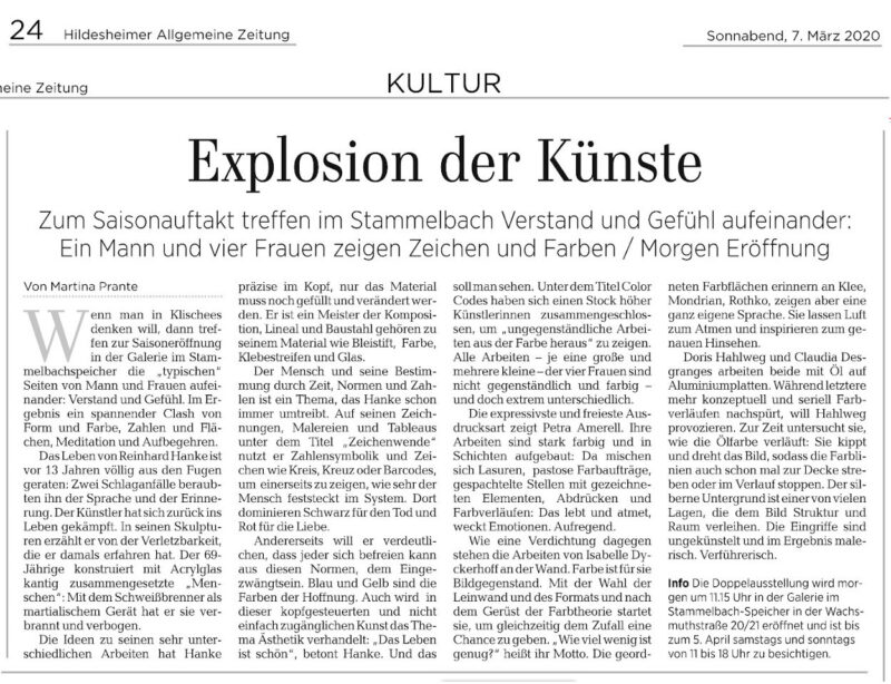 Rezension Kunstausstellung Kunstverein Zeichenhaft Zeitungsartikel Hildesheimer Allgemeine Zeitung Niedersachsen Hildesheim Zahlen Symbol Interpretation Wirklichkeit