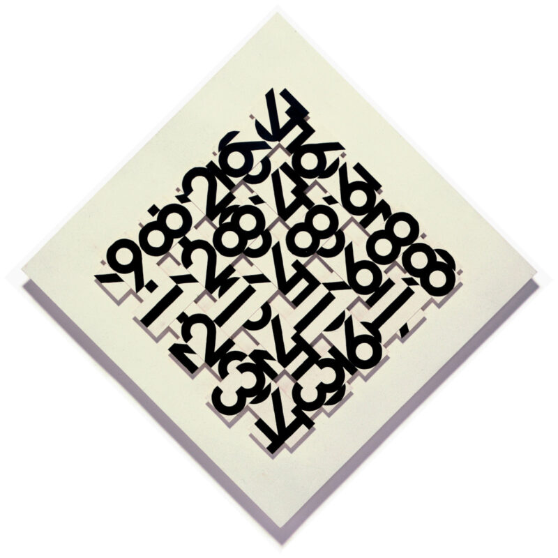 moderne Kunst Kunstwerk Künstler unorthodox Tableau schwarz-weiß normiert Modul Zahl Raster verflochten Überlagerung Segment Kombination virtuos mehrdeutig Code kontrastreich standardisiert gleichförmig standardisiert intuitiv Typisierung Ordnungsprinzip Systematik Raumzuordnung Ebene Struktur