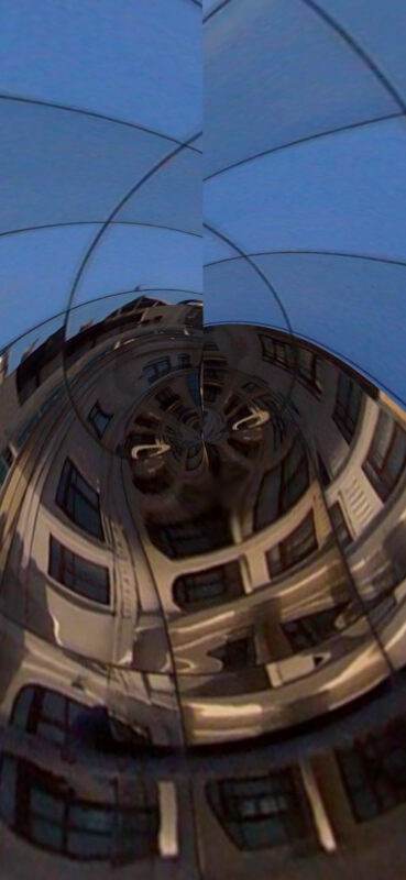 moderne Kunst Kunstwerk atypisch Fotodruck Landschaft Architektur Fassade Spiegelung Matrix Realität verändert variabel normiert Raster Modifikation manipulieren digital Farbkontrast Umwandlung Derivat Illusion Imagination Individualität Inspiration Intuition Fiktion Konzeptkunst