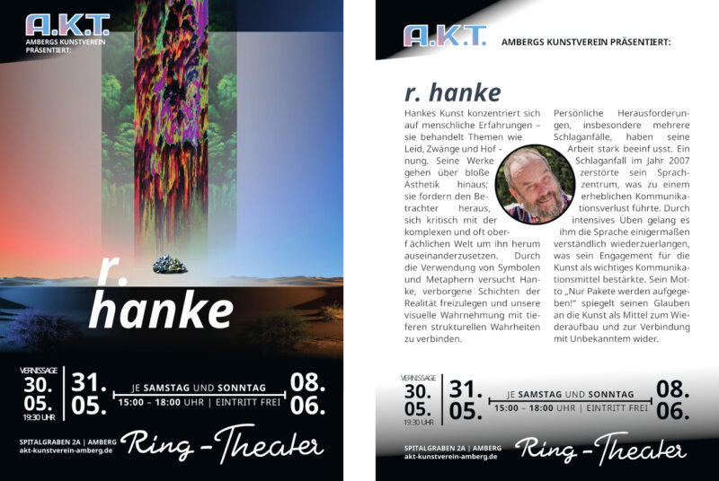 moderne Kunst Ausstellung Flyer assoziativ Information Lebenskrise Kontraste Umwelt Lebenssituation Schlaganfall