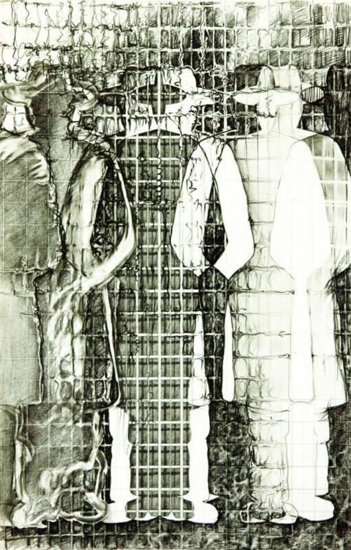 moderne Kunst Handzeichnung Umrisse Mensch normiert atypisch Realität mehrschichtig verändert variabel Raster Modifikation manipulieren Umwandlung Illusion Imagination Individualität Inspiration Intuition Fiktion