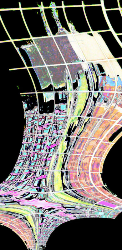 moderne Kunst Kunstwerk atypisch Fotodruck Landschaft Architektur Fassade Spiegelung Matrix Realität verändert variabel normiert Raster Modifikation manipulieren digital Farbkontrast Umwandlung Derivat Illusion Imagination Individualität Inspiration Intuition Fiktion Konzeptkunst