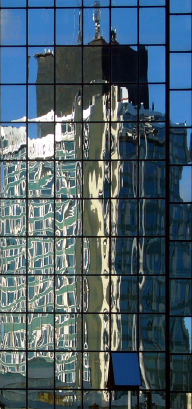 moderne Kunst Kunstwerk atypisch Fotodruck Landschaft Architektur Fassade Spiegelung Matrix Realität verändert variabel normiert Raster Modifikation manipulieren digital Farbkontrast Umwandlung Derivat Illusion Imagination Individualität Inspiration Intuition Fiktion Konzeptkunst