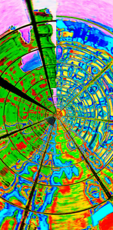 moderne Kunst Kunstwerk atypisch Fotodruck Landschaft Architektur Fassade Spiegelung Matrix Realität verändert variabel normiert Raster Modifikation manipulieren digital Farbkontrast Umwandlung Derivat Illusion Imagination Individualität Inspiration Intuition Fiktion Konzeptkunst