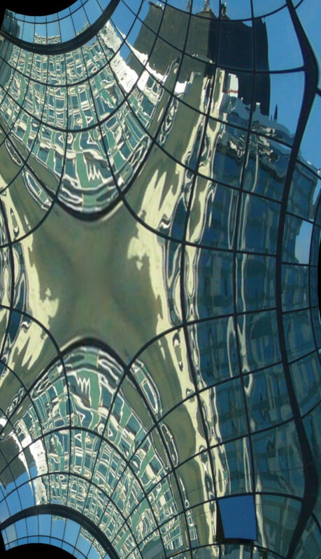 moderne Kunst Kunstwerk atypisch Fotodruck Landschaft Architektur Fassade Spiegelung Matrix Realität verändert variabel normiert Raster Modifikation manipulieren digital Farbkontrast Umwandlung Derivat Illusion Imagination Individualität Inspiration Intuition Fiktion Konzeptkunst