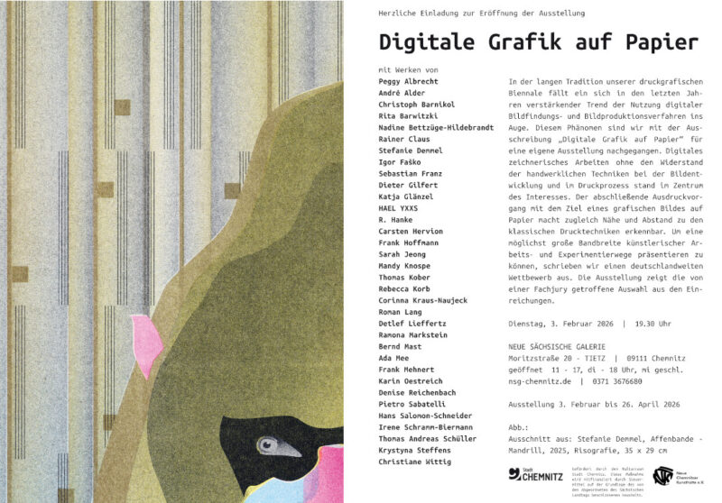 Kunstausstellung Einladungskarte Chemnitz Neue Sächsische Galerie Digitale Graphik auf Papier